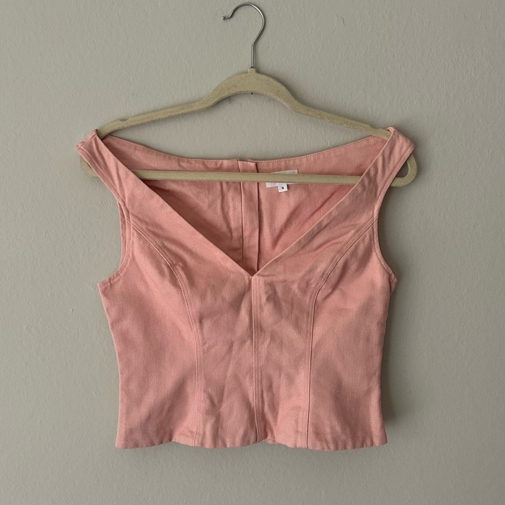 Revolve LPA Vneck Off the Shoulder Top In Pink Size Small